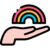 rainbow on top of hand icon